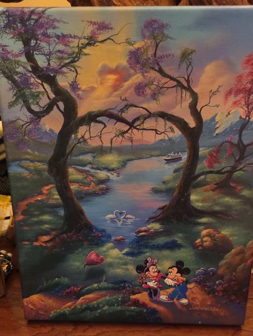 Disney Romantic Riverside Canvas in Purple, Pink, Blue and Green